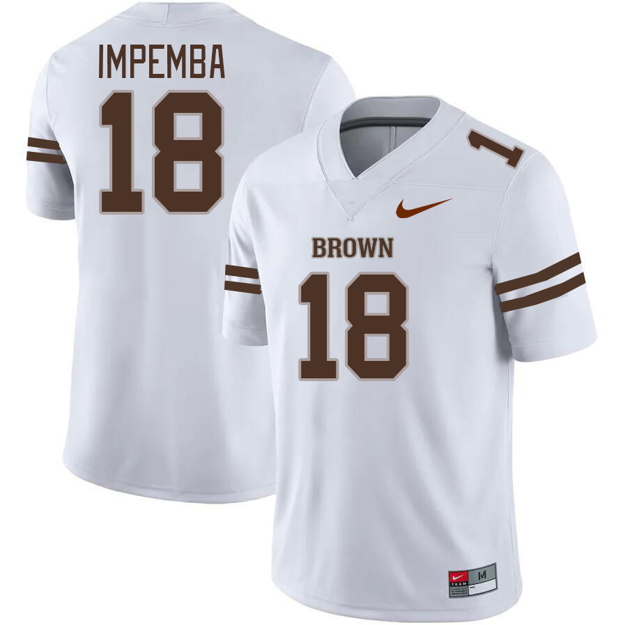 Men-Youth #18 Cameron Impemba 2023 Brown Bears College Football Jerseys Stitched-White